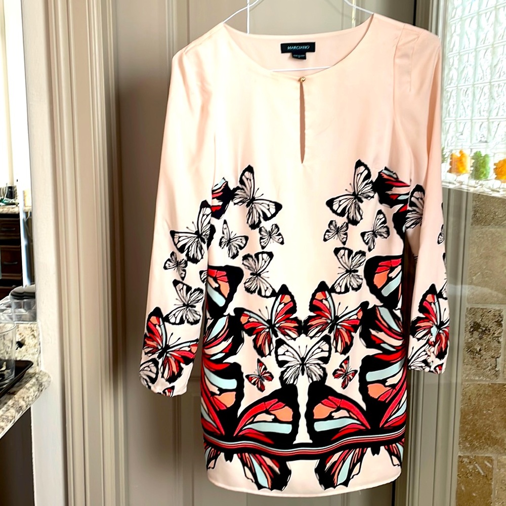Marciano by Guess Long Sleeve Butterfly Print Shirt Dress - Size Small